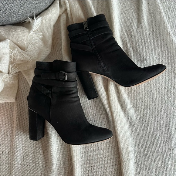Coach Black Heeled Boots with Buckle Detail - Picture 1 of 7